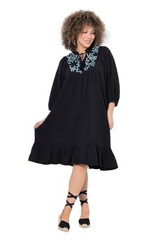 Ulla Popken Damen große Größen Übergrößen Plus Size Musselin-Kleid, Stickerei, Tunika-Ausschnitt, 3/4-Arm schwarz 50+ 838403100-50+ Ulla Popken Damen große Größen Übergrößen Plus Size Musselin-Kleid, Stickerei, Tunika-Ausschnitt, 3/4-Arm schwarz 50+ 838403100-50+ von Ulla Popken
