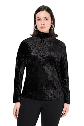Ulla Popken Damen Samtshirt, Stehkragen, Slim, Langarm Bluse, Schwarz, 54-56 EU Ulla Popken Damen Samtshirt, Stehkragen, Slim, Langarm Bluse, Schwarz, 54-56 EU von Ulla Popken