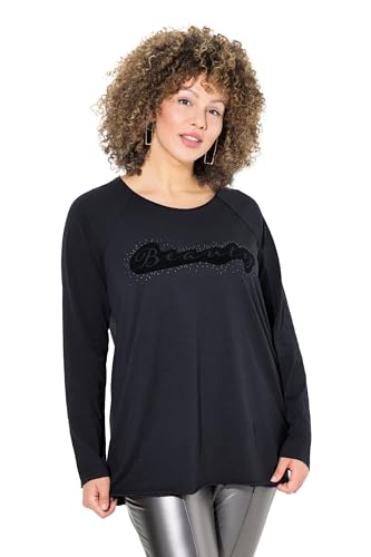 Ulla Popken Damen Shirt, Flockdruck, A-Linie, Rundhals, Langarm, Offenkantig, Schwarz, 46-48 EU Ulla Popken Damen Shirt, Flockdruck, A-Linie, Rundhals, Langarm, Offenkantig, Schwarz, 46-48 EU von Ulla Popken