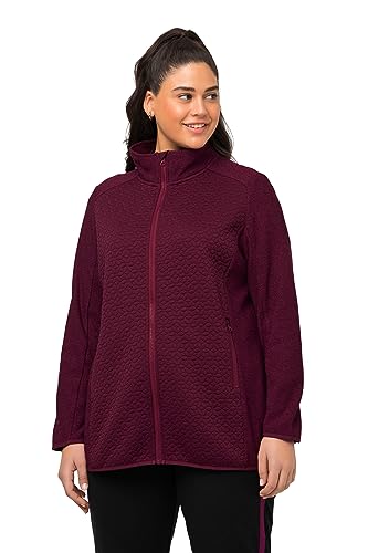 Ulla Popken Damen große Größen Übergrößen Plus Size Strickfleece-Jacke, Stickerei, Stehkragen, Zipptaschen weinrot 42+ 821412540-42+ von Ulla Popken