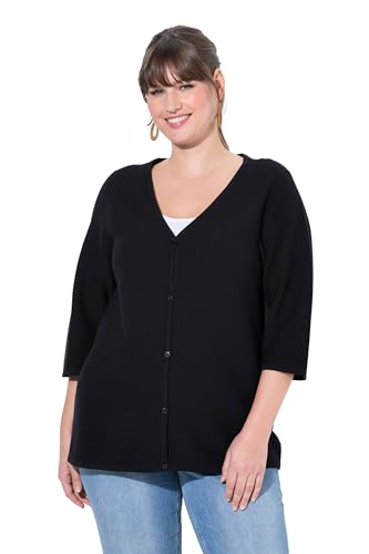 Ulla Popken Damen große Größen Übergrößen Plus Size Strickjacke, V-Ausschnitt, 3/4-Arm, Biobaumwolle Ulla Popken Damen große Größen Übergrößen Plus Size Strickjacke, V-Ausschnitt, 3/4-Arm, Biobaumwolle von Ulla Popken