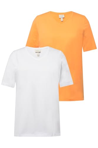 Ulla Popken Damen T-Shirts, 2er-Pack, V-Ausschnitt, Halbarm, Biobaumwolle Basic-T-Shirt, Pfirsich, 46-48 EU Ulla Popken Damen T-Shirts, 2er-Pack, V-Ausschnitt, Halbarm, Biobaumwolle Basic-T-Shirt, Pfirsich, 46-48 EU von Ulla Popken