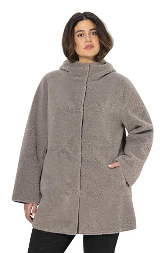 Ulla Popken Damen große Größen Übergrößen Plus Size Teddyjacke, A-Linie, angeschnittene Kapuze Mittelgrau 54+ 821228310-54+ Ulla Popken Damen große Größen Übergrößen Plus Size Teddyjacke, A-Linie, angeschnittene Kapuze Mittelgrau 54+ 821228310-54+ von Ulla Popken