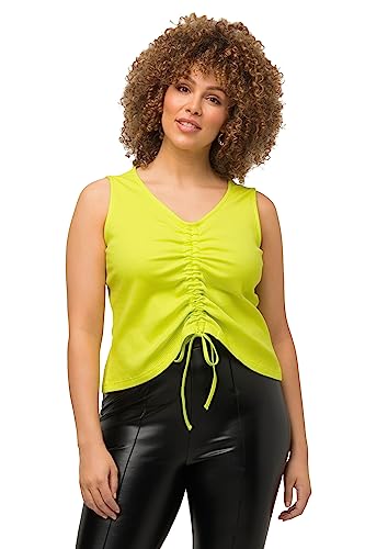 Ulla Popken Damen große Größen Übergrößen Plus Size Top, Rippjersey, Slim, V-Ausschnitt, ärmellos Limette 42+ 818776402-42+ von Ulla Popken