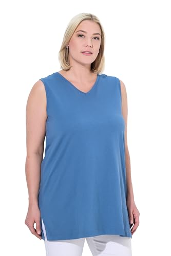 Ulla Popken Damen große Größen Übergrößen Plus Size Top, V-Ausschnitt, Relaxed, ärmellos, Baumwolle denimblau 50+ 531122721-50+ Ulla Popken Damen große Größen Übergrößen Plus Size Top, V-Ausschnitt, Relaxed, ärmellos, Baumwolle denimblau 50+ 531122721-50+ von Ulla Popken