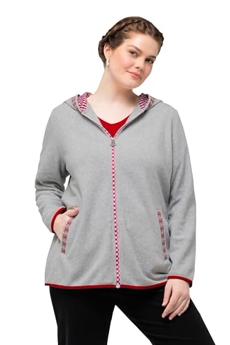 Ulla Popken Damen große Größen Übergrößen Plus Size Trachten-Fleecejacke, Kapuze, Zierstickerei, Langarm grau Melange 46+ 829113123-46+ Ulla Popken Damen große Größen Übergrößen Plus Size Trachten-Fleecejacke, Kapuze, Zierstickerei, Langarm grau Melange 46+ 829113123-46+ von Ulla Popken