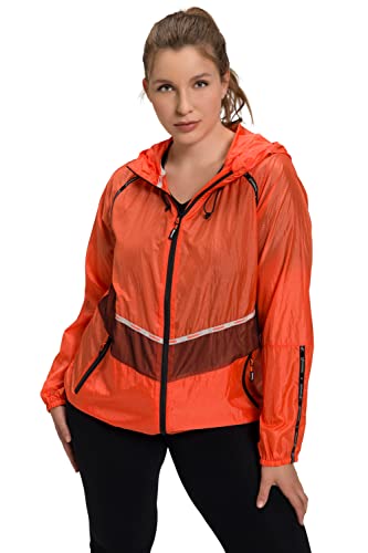 Ulla Popken Damen leichte Funktionsjacke, Tapes, wasserabweisend Jacken, knallorange, 54-56 von Ulla Popken