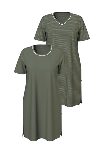 Ulla Popken Women's Bigshirts, 2er-Pack, Rundhals/V-Ausschnitt, Halbarm Nightgown, olivgrau, 46 Ulla Popken Women's Bigshirts, 2er-Pack, Rundhals/V-Ausschnitt, Halbarm Nightgown, olivgrau, 46 von Ulla Popken