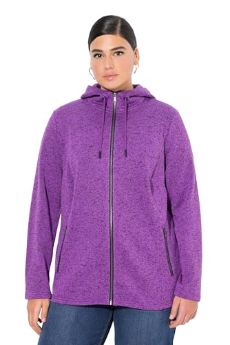 Ulla Popken Women's Strickfleece-Jacke, Kapuze, Reißverschlusstaschen Zip-Up Sweatshirts, Lila, 50/52 Ulla Popken Women's Strickfleece-Jacke, Kapuze, Reißverschlusstaschen Zip-Up Sweatshirts, Lila, 50/52 von Ulla Popken