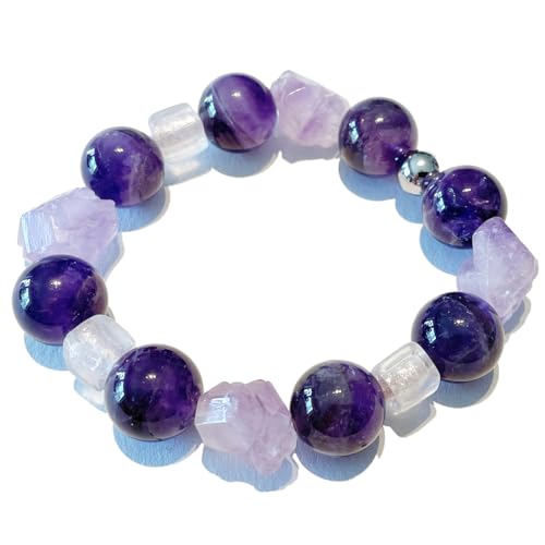 Amethyst Kristall violett Edelstein Designer Stretch Armband Längen Wahl DisplayLength 21 von Ulrike Schmitt Edelsteinkreationen