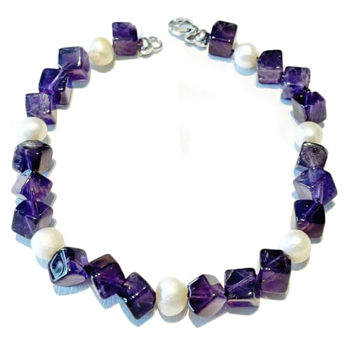 Amethyst Süßwasserperle violett Edelstein Designer Stretch Armband Längen Wahl DisplayLength 16 von Ulrike Schmitt Edelsteinkreationen