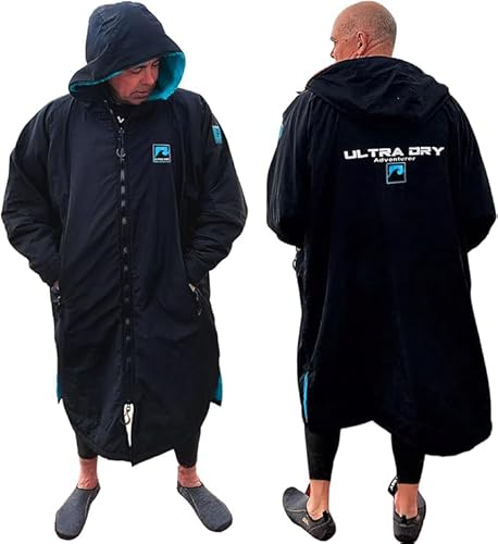 Ultra Dry wasserdichter Wickelmantel mit weichem, warmem Sherpa-Fleece-Futter, für Erwachsene, Damen, Herren zum Schwimmen, Surfen und Wassersport, schwarz / blau, M Ultra Dry wasserdichter Wickelmantel mit weichem, warmem Sherpa-Fleece-Futter, für Erwachsene, Damen, Herren zum Schwimmen, Surfen und Wassersport, schwarz / blau, M von Ultra Dry Adventurer