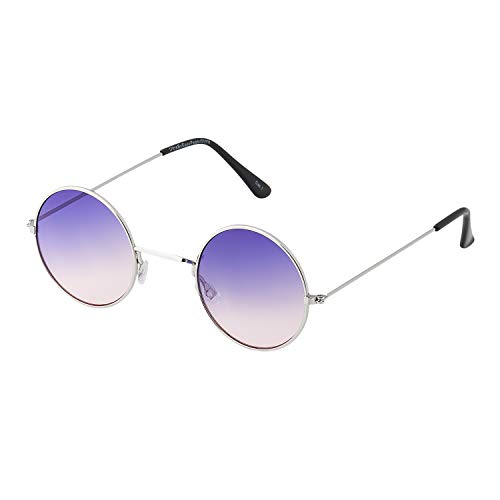 Ultra Silber mit Bioletten bis Rosa Klassische runde Unisex-Sonnenbrille – UV400-Schutz, Federscharniere, Leichtes Design für Damen und Herren – Klein Runde Sonnenbrille im Retro-Stil UVA UVB von UltraByEasyPeasyStore