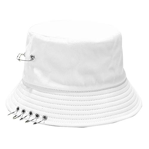 Umeepar Ring Sicherheitsnadel Fischerhut 100% Baumwolle Sonnenhut Sommerhut Hut for Damen Herren (White) von Umeepar