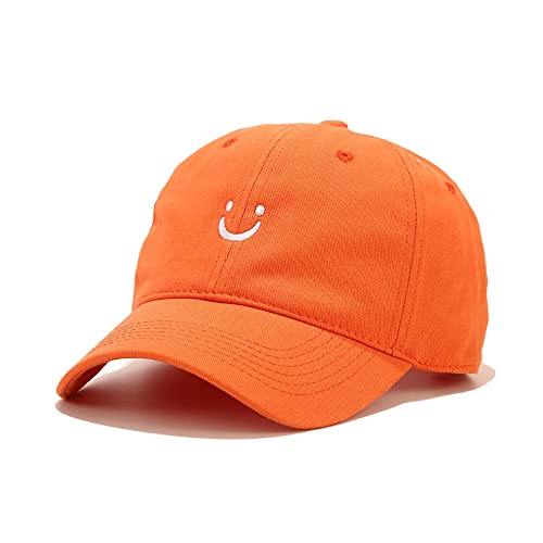 Umeepar Smile Face Baseballkappe Baseballmütze für Frauen Männer, verstellbar, niedriges Profil, ungefütterte Baumwoll-Dadkappe (Orange) von Umeepar