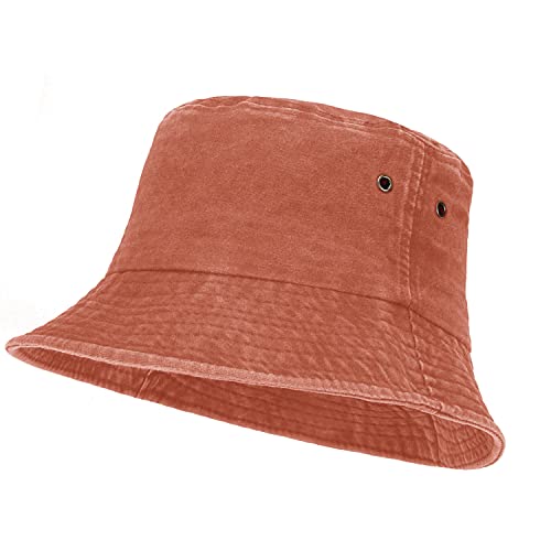 Umeepar Unisex Fischerhut, 100 % Baumwolle, verstaubar, einfarbig, für Damen und Herren, B Retro Orange, Einheitsgröße von Umeepar