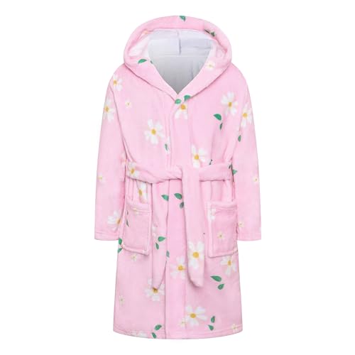 Umeyda Fleece-Bademantel mit Kapuze, warm, bedruckt, für Kinder, Damen, weicher flauschiger Bademantel für Geschenke, C Rosa Blume, 7-8 Jahre Umeyda Fleece-Bademantel mit Kapuze, warm, bedruckt, für Kinder, Damen, weicher flauschiger Bademantel für Geschenke, C Rosa Blume, 7-8 Jahre von Umeyda