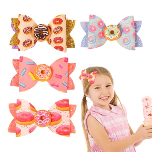 Umibow Haarspangen in Donutform, Eiscreme, Lutscher, Glitzer, Konfetti, Haarspangen, bunte Lederschleife, Krokodil-Haarspangen, Alligator-Haarspangen, Schulbedarf, 4 Stück Umibow Haarspangen in Donutform, Eiscreme, Lutscher, Glitzer, Konfetti, Haarspangen, bunte Lederschleife, Krokodil-Haarspangen, Alligator-Haarspangen, Schulbedarf, 4 Stück von Umibow