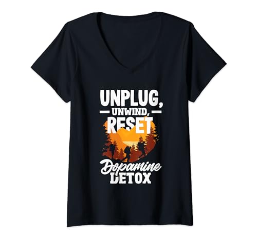 Damen Dopamin-Reset-Herausforderung Wellness Living T-Shirt mit V-Ausschnitt von Umweltfreundliches Wohnen Bekleidungsdesign