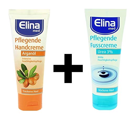 Elina Probierset Fusscreme Urea 3% + Handcreme Arganöl, 2er Pack (2 x 75 ml) von Unbekannt