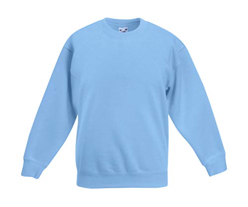 Fruit of The Loom Kids Kinder-Sweatshirt, Mädchen Jungen, Fruit of The Loom - Kinder Sweatshirt, Blue - Sky Blue, 140 cm von Unbekannt