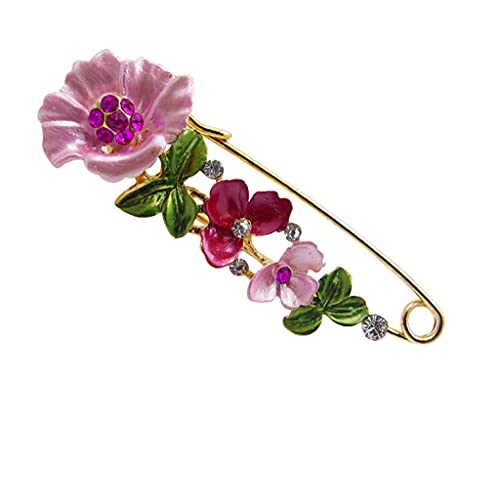 Générique Damen Vintage Broschen of A Flower mit Strass Kleidung Halskette Badge Pin Zubehör Pink stabil von Unbekannt