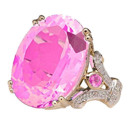 Générique Exquisiter Damenring gefüllt mit ovalem Saphir-Imitat Band Charme Verlobungsring Kristall Schmuck Geschenk Rosa, Größe 11 von Unbekannt