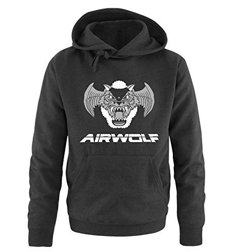 Unbekannt Airwolf - Logo III - Herren Hoodie - Schwarz / Weiss-Grau Gr. L von Unbekannt