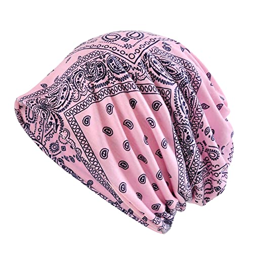 Unbekannt Beanie Chemo Mützen Damen Sommer Turban Beanie Super Weich Slouchy Kopfbedeckungen Kop Wraps Beanie Mütze Kappe für Haarausfall, Kreb, Chemo Rosa von Unbekannt