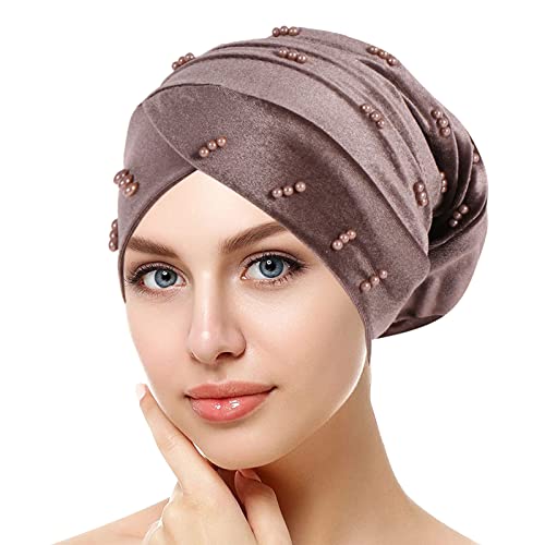 Unbekannt Chemo Mützen Damen Beanie Frauen Chemo Hut Frau Hut Kopftuch Super Weich Slouchy Turban Atmungsaktiv Kopfbedeckungen Kop Wraps für Haarausfall, Kreb, Chemo Khaki von Unbekannt