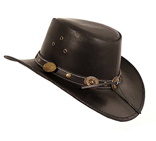 Unbekannt Echt Leder Outdoorhut Cowboyhut Westernhut Schwarz - Split Leather (S) von Unbekannt