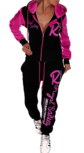 Unbekannt Jaylvis A.Royal Sailing Damen Sportanzug Jogginganzug A.2255 (Schwarz-Pink, XS (fällt aus wie 36)) von Unbekannt