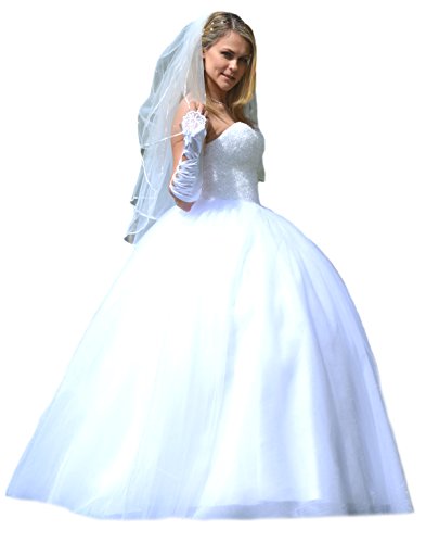 Unbekannt NEU Prinzessin Kristall Brautkleid Hochzeitskleid 34 36 38 40 42 44 46 48 50 Braut Kleid (38, Weiß) von Unbekannt