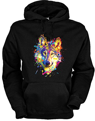 Unbekannt Wolf Motiv Kapuzensweatshirt - Hoody Wolfmotiv : Wolf - Kunstdruck Neon Wolf Kapuzensweater Gr: 3XL von Unbekannt