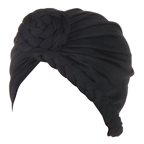 Unisex-Outdoor-Haarband Frauen Braid Turban Hüte Hut Mütze Haar Bonnet Kopftuch Wrap Cover Einfaches Haarband für Frauen (Black, One Size) von Generic