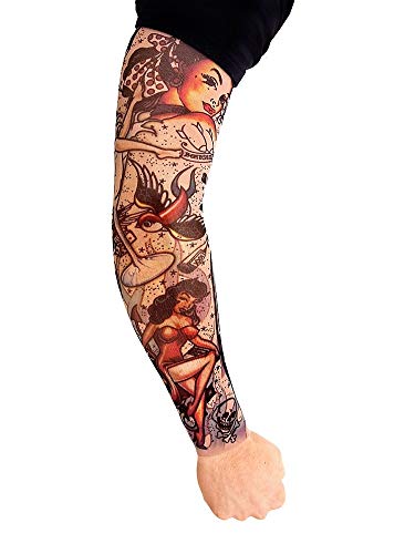 Halloween Karneval Party Kostüm Rockabilly Tattoo Skin Ärmel zum Überziehen von Unbespielt