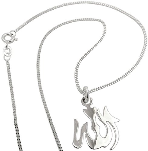 Halskette 45 cm und Anhänger Allah Symbol 18 x 15 mm Silber 925 Unisex inkl. kleiner Schmuckbox von Unbespielt