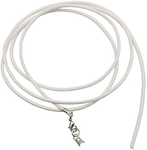 Unbespielt Lederband Weiss 1m x 2 mm Kürzbar Rund Kette Collier Damen Herren Kinder Verschluss Silberfarben von Unbespielt