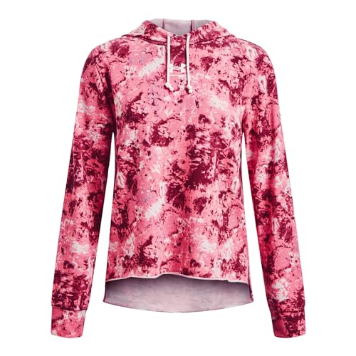 Under Armour - Damen Langarm-T-Shirt mit Rival Frottee-Aufdruck, Pace Pink/Wei (669), S von Under Armour