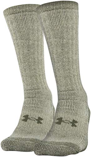 Under Armour Hitch ColdGear Stiefelsocken für Erwachsene, 2 Paar, Damen Unisex-Erwachsene Herren, Socken, Coldgear Boot Socks, 2-pairs, Khaki Basis/Marine Od Green, Large von Under Armour