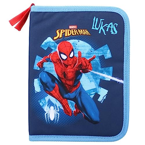 Gefülltes Federmäppchen Spider-Man mit Name personalisiert | Superhelden Federtasche für Kinder Jungen und Mädchen | Mappe mit Inhalt Stifte für Grundschule Schulstart von Undercover