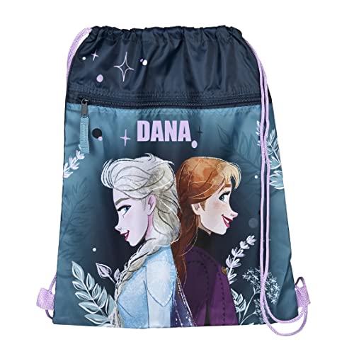 Turnbeutel FROZEN für Mädchen mit Name | Personalisierter Schuhbeutel mit Elsa Anna in blau für Kinder | Sportbeutel zum Zuziehen Kinderrucksack inkl. Wunschaufdruck von Undercover