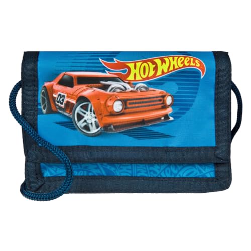 Undercover Geldbeutel und Brustbeutel, mit Klettverschluss und Reißverschluss, Portemonnaie Kordelband, Geldscheinfach und Münzfach für Kinder, Jungen und Mädchen, 8 x 13 x 5 cm, Motiv: Hot Wheels von Undercover