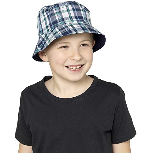 Undercover Kinder-Sonnenhut für Jungen und Mädchen, wendbar, leicht, Baumwolle oder Polyester, Marineblau kariert, 7-10 Jahre von Undercover