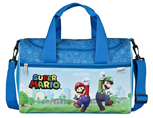 Sporttasche Super Mario für Jungen 10L | Kleine Reisetasche und Kindertasche mit abnehmbarenund verstellbaren Schultergurt | Motiv Super Mario und Luigi in blau von Undercover