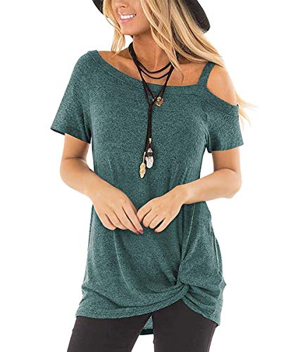 Uni-Wert Damen T-Shirt Sommer Kurzarm Casual Lose Oberteile Schulterfrei Einfarbig Asymmetrisch Bluse Tunika Tops Shirts Uni-Wert Damen T-Shirt Sommer Kurzarm Casual Lose Oberteile Schulterfrei Einfarbig Asymmetrisch Bluse Tunika Tops Shirts von Uni-Wert