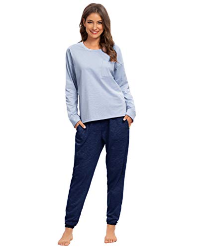 Unifizz Damen Schlafanzug Kurz/Lang Frauen Sommer Baumwolle Hausanzug Nachthemd Zweiteiliger Tops Capri 3/4 Hose Yoga Loungewear Sexy Pyjama Set von Unifizz