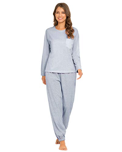 Unifizz Schlafanzug Damen Pyjama Set Nachtwäsche Hausanzug Sleepshirt & Pyjamahose Lang Set Rundhals Sleepshirt für Herbst Winter Nachtwäsche Weich Damen Lounge Sets von Unifizz