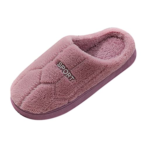 Hausschuhe Damen Plüsch Winter Herren Pantoffeln Weich Warme Bequem Slippers Indoor Paare Pantoletten Kuschelig Gefüttert Schlappen mit Kork Fußbett Hüttenschuhe Unisex von Uninevp