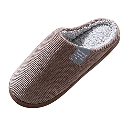 Uninevp Hausschuhe Damen Plüsch Herbst Winter Warme Pantoffeln Herren Memory Foam Weich Bequem Gefüttert Slipper Leicht Rutschfeste Gästehausschuhe für Home Indoor Outdoor (F, 43/44) von Uninevp